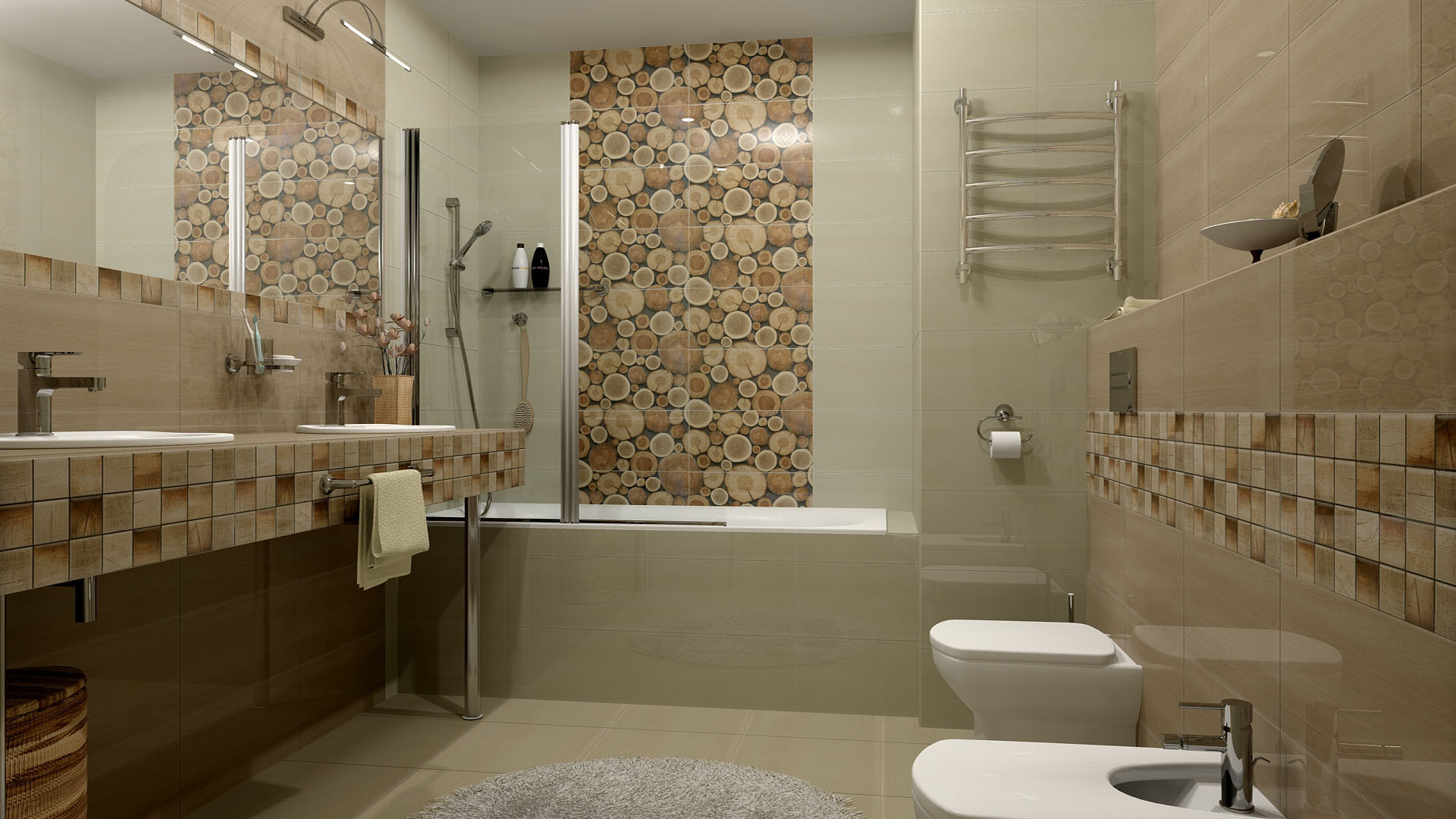 Образцы ванных комнат выложенных кафелем фото современный дизайн